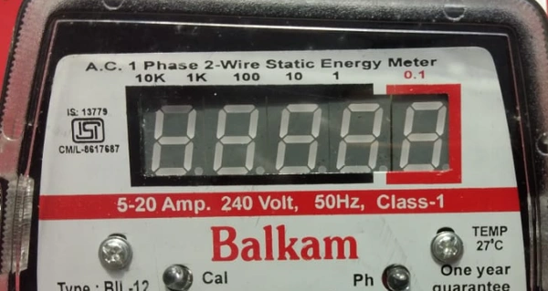Balkam Single Phase Electronic Digital Meter  - 2KW, Black, NA